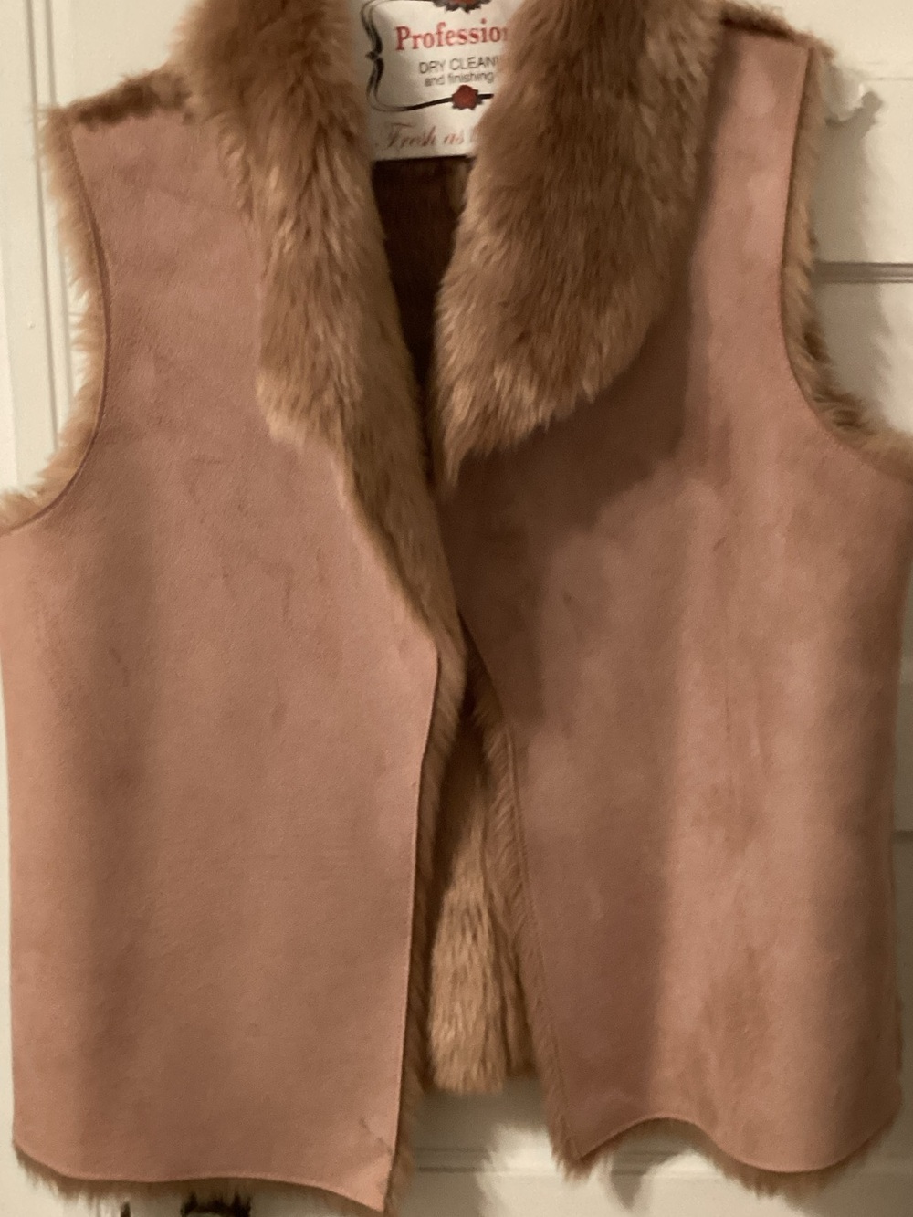 Loft Fashion Faux Shearling Vest in Blush Taupe